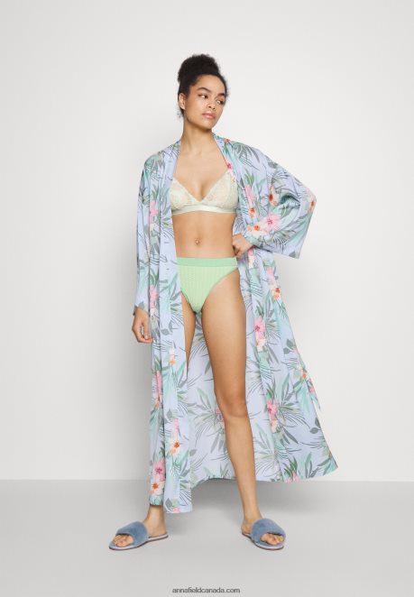 Anna Field Women Floral Robe Dressing Gown Blue H42J4Z1090