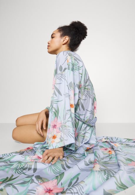 Anna Field Women Floral Robe Dressing Gown Blue H42J4Z1090