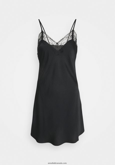 Anna Field Women Hammered Satin Nightie Nightie Black H42J4Z1050