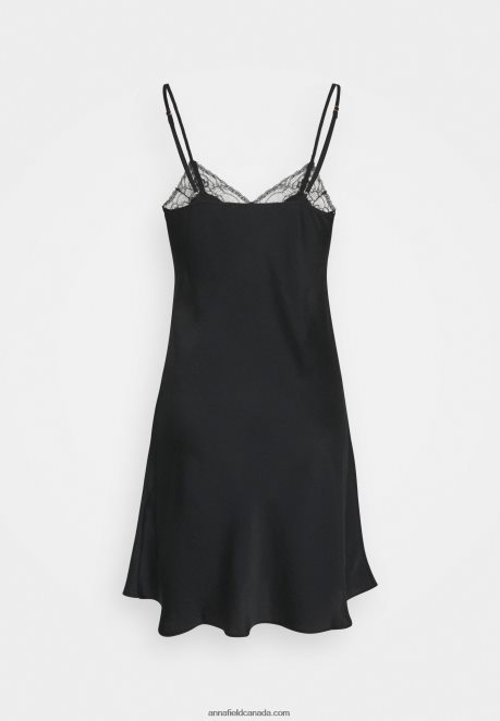 Anna Field Women Hammered Satin Nightie Nightie Black H42J4Z1050