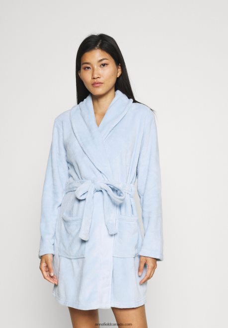 Anna Field Women Ladies Plush Bathrobe Dressing Gown Blue H42J4Z1094