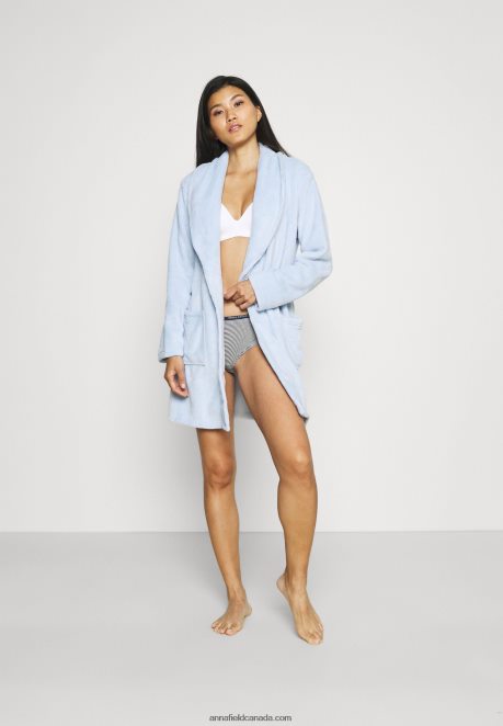 Anna Field Women Ladies Plush Bathrobe Dressing Gown Blue H42J4Z1094