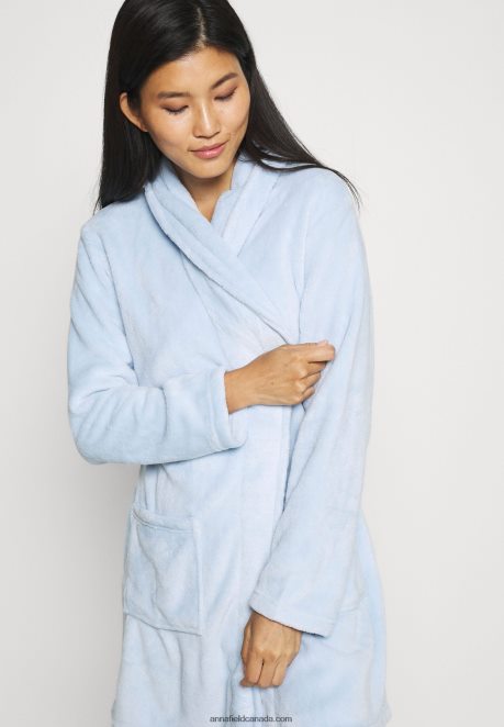 Anna Field Women Ladies Plush Bathrobe Dressing Gown Blue H42J4Z1094