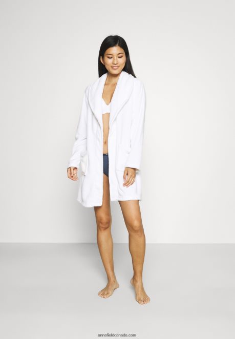 Anna Field Women Ladies Plush Bathrobe Dressing Gown White H42J4Z1087