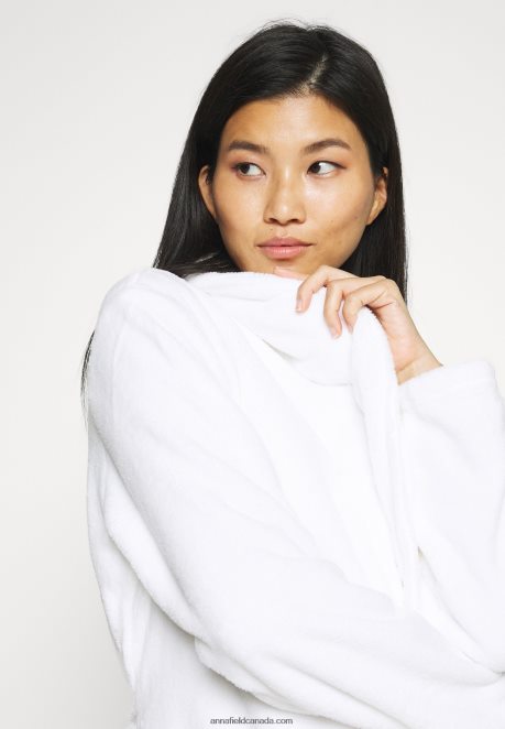 Anna Field Women Ladies Plush Bathrobe Dressing Gown White H42J4Z1087