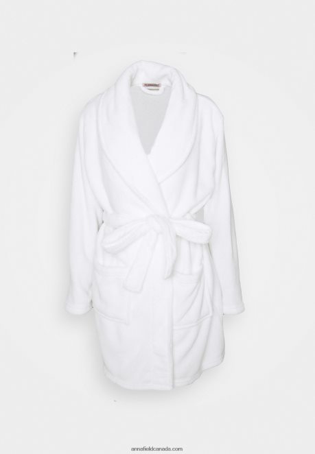 Anna Field Women Ladies Plush Bathrobe Dressing Gown White H42J4Z1087
