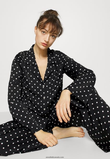 Anna Field Women Pyjama Set Black/Off-White H42J4Z1062
