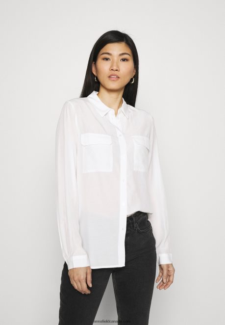 Anna Field Women Basic Blouse With Front Pockets Button-Down Blouse Offwhite H42J4Z671