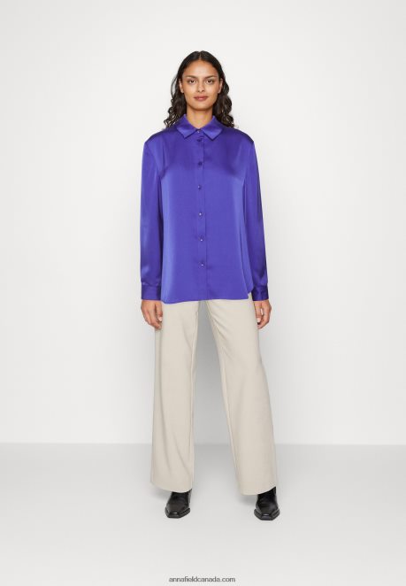 Anna Field Women Button-Down Blouse Dark Blue H42J4Z674