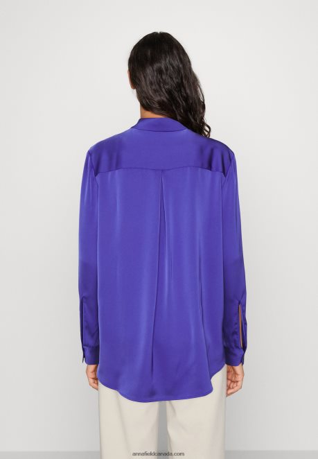 Anna Field Women Button-Down Blouse Dark Blue H42J4Z674