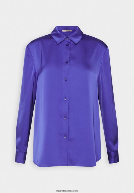Anna Field Women Button-Down Blouse Dark Blue H42J4Z674