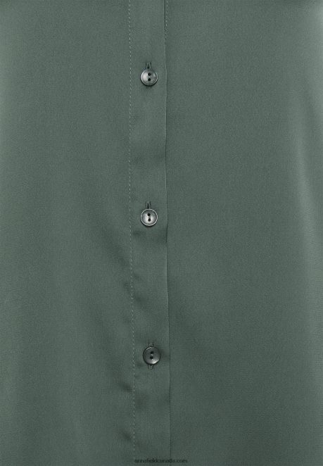 Anna Field Women Button-Down Blouse Olive H42J4Z681