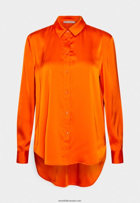 Anna Field Women Button-Down Blouse Orange H42J4Z669