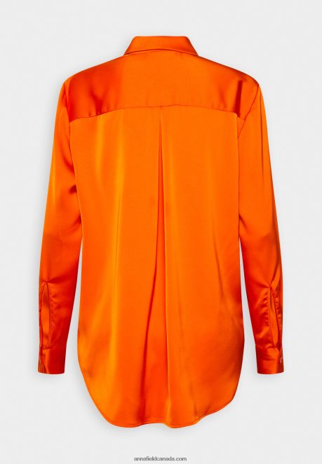 Anna Field Women Button-Down Blouse Orange H42J4Z669