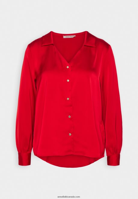 Anna Field Women Button-Down Blouse Red H42J4Z678
