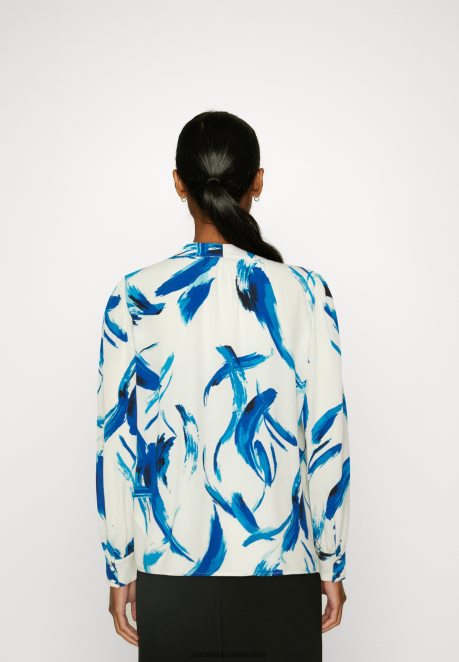 Anna Field Women Button-Down Blouse White, Blue H42J4Z679