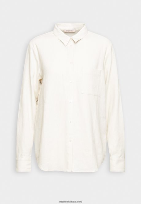 Anna Field Women Linen-Mix Button Down Blouse Button-Down Blouse Beige H42J4Z680