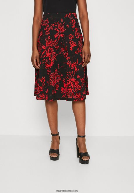 Anna Field Women A-Line Skirt Red/Black H42J4Z784