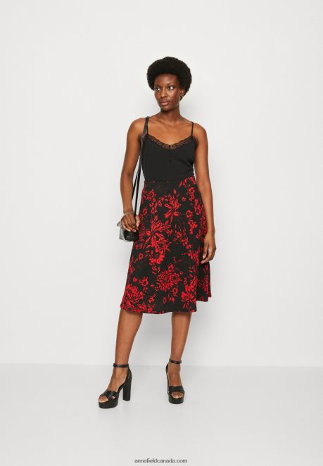 Anna Field Women A-Line Skirt Red/Black H42J4Z784
