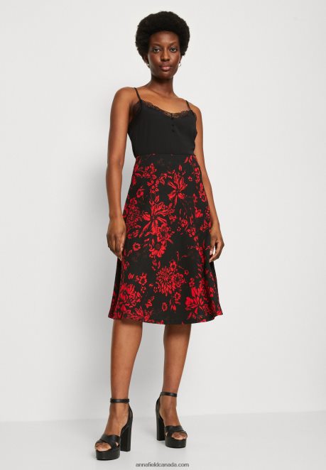 Anna Field Women A-Line Skirt Red/Black H42J4Z784