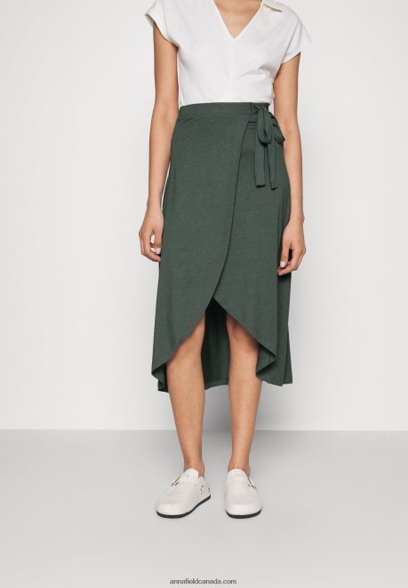 Anna Field Women Basic Wrap Over Midi Skirt A-Line Skirt Light Green H42J4Z789