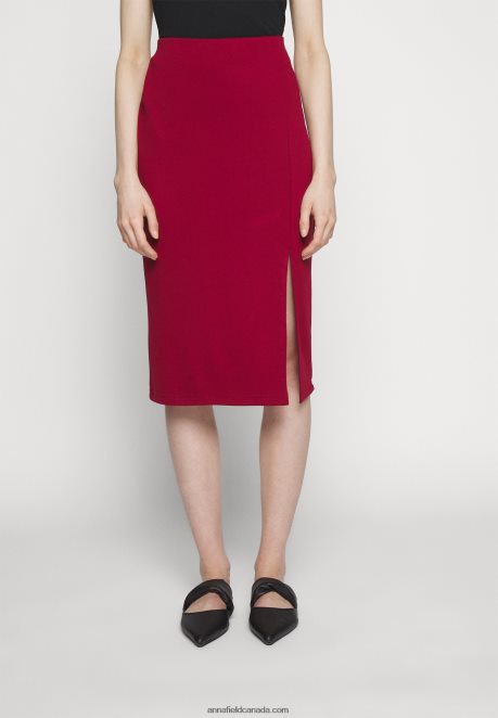Anna Field Women Pencil Skirt Dark Red H42J4Z806