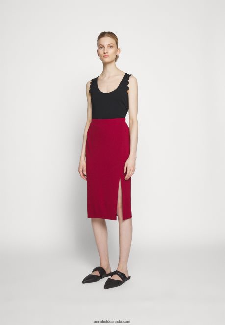 Anna Field Women Pencil Skirt Dark Red H42J4Z806