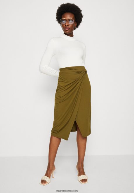 Anna Field Women Pencil Skirt Khaki H42J4Z800