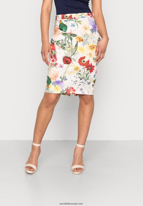 Anna Field Women Pencil Skirt Light Pink/Multi-Coloured H42J4Z798