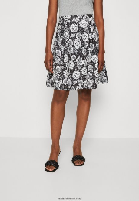 Anna Field Women Pleated Skirt Black/White H42J4Z777