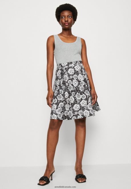 Anna Field Women Pleated Skirt Black/White H42J4Z777