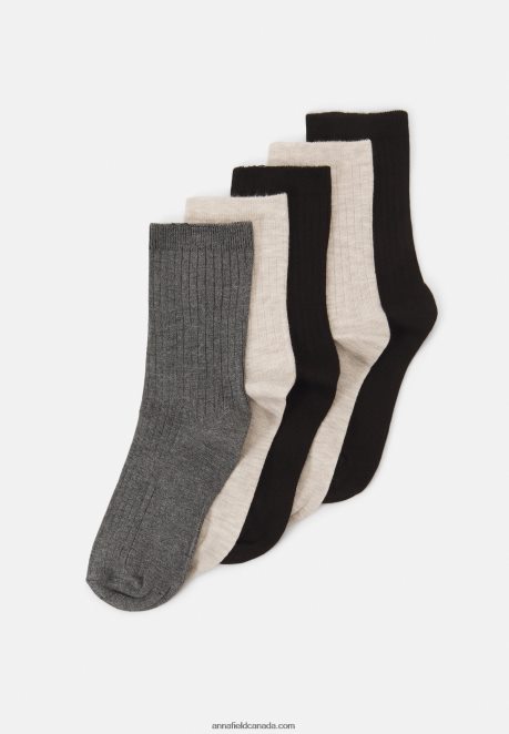 Anna Field Women 5 Pack Socks Beige/Black/Grey H42J4Z1120