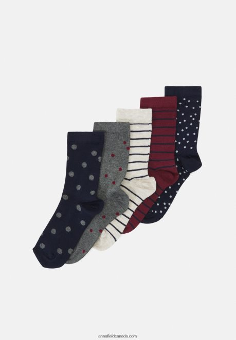 Anna Field Women 5 Pack Socks Dark Blue/Dark Red H42J4Z1149