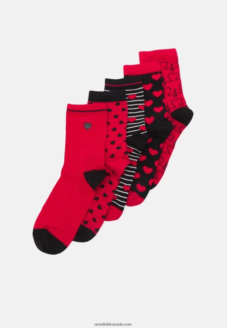 Anna Field Women 5 Pack Socks Red/Black H42J4Z1151
