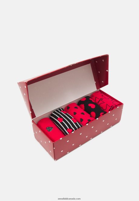 Anna Field Women 5 Pack Socks Red/Black H42J4Z1151