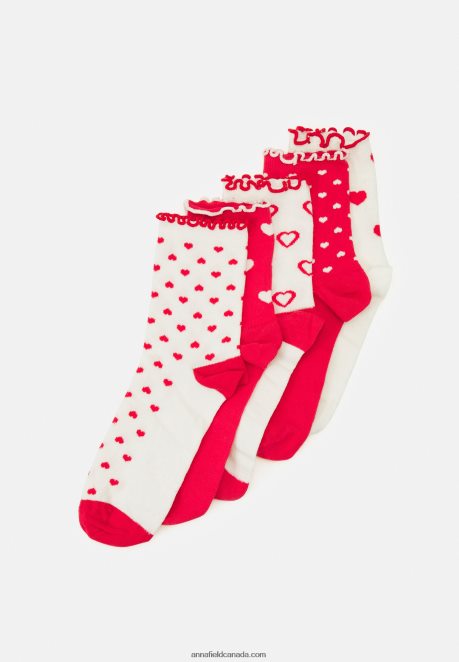 Anna Field Women 5 Pack Socks White/Red H42J4Z1130