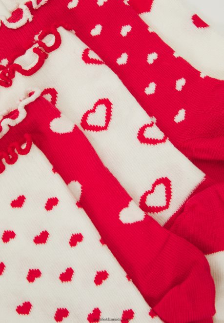 Anna Field Women 5 Pack Socks White/Red H42J4Z1130