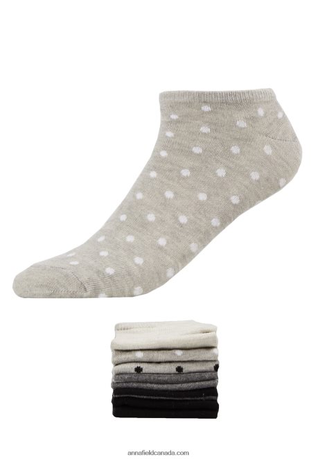 Anna Field Women 8Pp Spot Stripe Socks Grey H42J4Z1144
