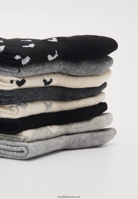 Anna Field Women Heart Ankle 8 Pack Socks Black/Grey H42J4Z1139