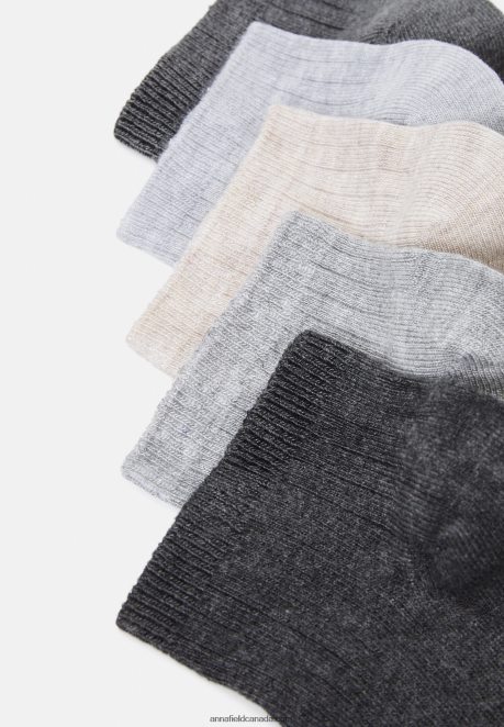 Anna Field Women Soft Ribbed Sneaker Socks 5Pack Socks Grey/Beige H42J4Z1135