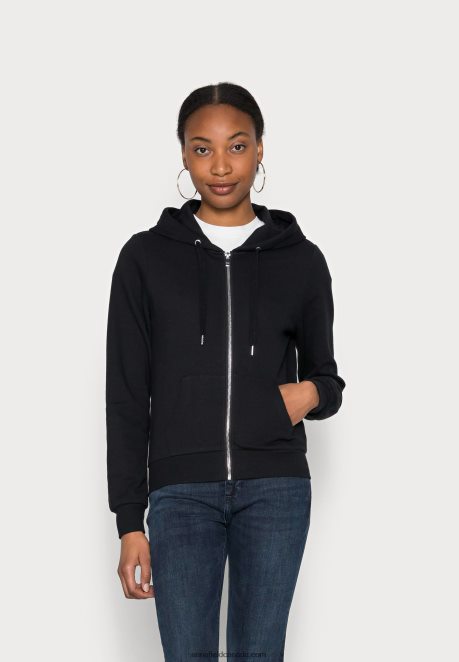 Anna Field Women Zip-Up Sweatshirt Black H42J4Z768