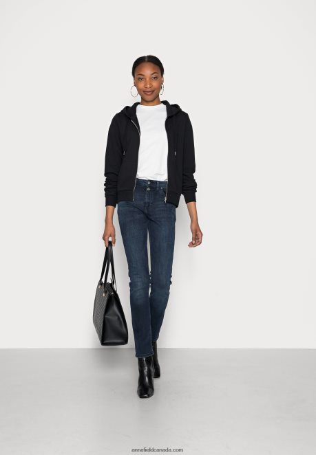 Anna Field Women Zip-Up Sweatshirt Black H42J4Z768