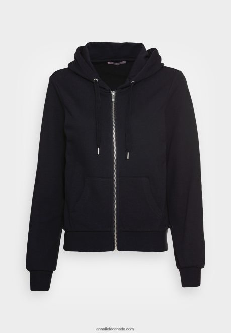 Anna Field Women Zip-Up Sweatshirt Black H42J4Z768