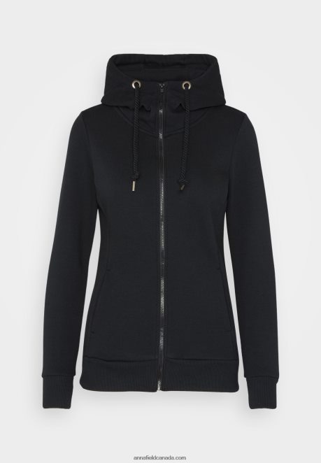 Anna Field Women Zip-Up Sweatshirt Black H42J4Z770