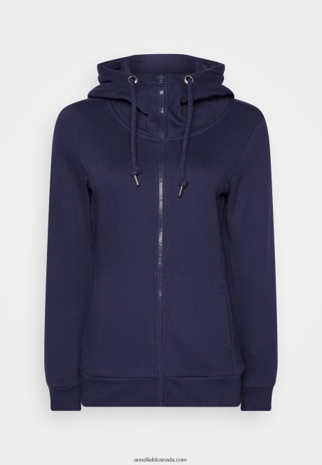 Anna Field Women Zip-Up Sweatshirt Dark Blue H42J4Z769