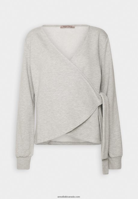 Anna Field Women Zip-Up Sweatshirt Mottled Light Grey H42J4Z771