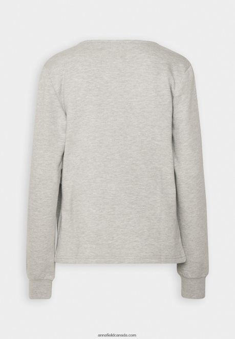 Anna Field Women Zip-Up Sweatshirt Mottled Light Grey H42J4Z771