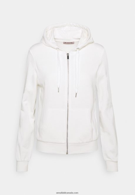 Anna Field Women Zip-Up Sweatshirt Off-White H42J4Z767