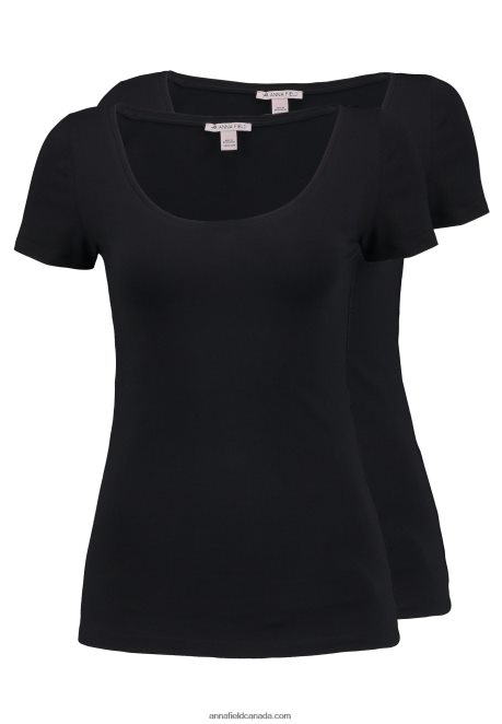 Anna Field Women 2 Pack Basic T-Shirt Black H42J4Z318