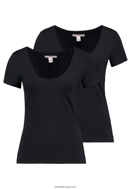 Anna Field Women 2 Pack Basic T-Shirt Black H42J4Z354